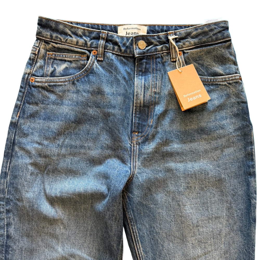 Reformation Liza Ultra High Rise Straight Icarian Blue Denim Jeans NEW size 30 - Picture 3 of 8